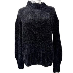 Cynthia Rowley NEW Women's Small Chenile Oversized Black Turtleneck Sweater
